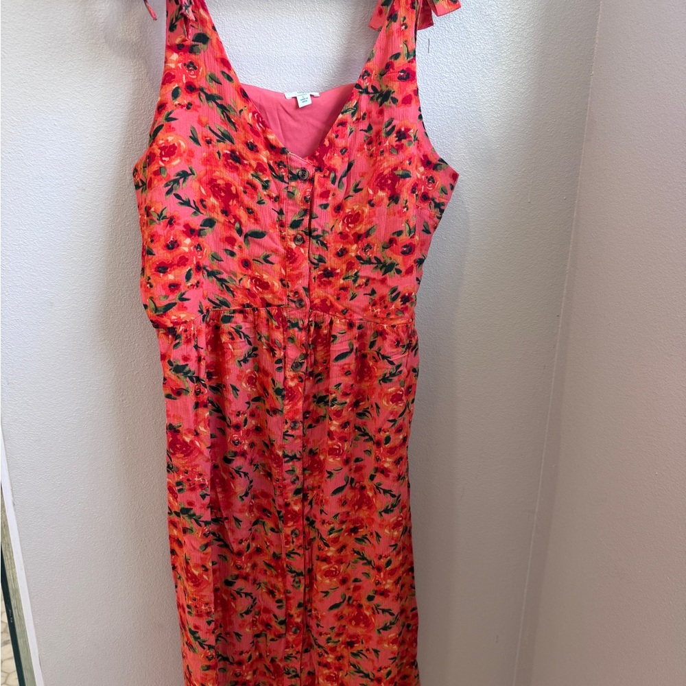 Dip Red and Pink Floral Dress